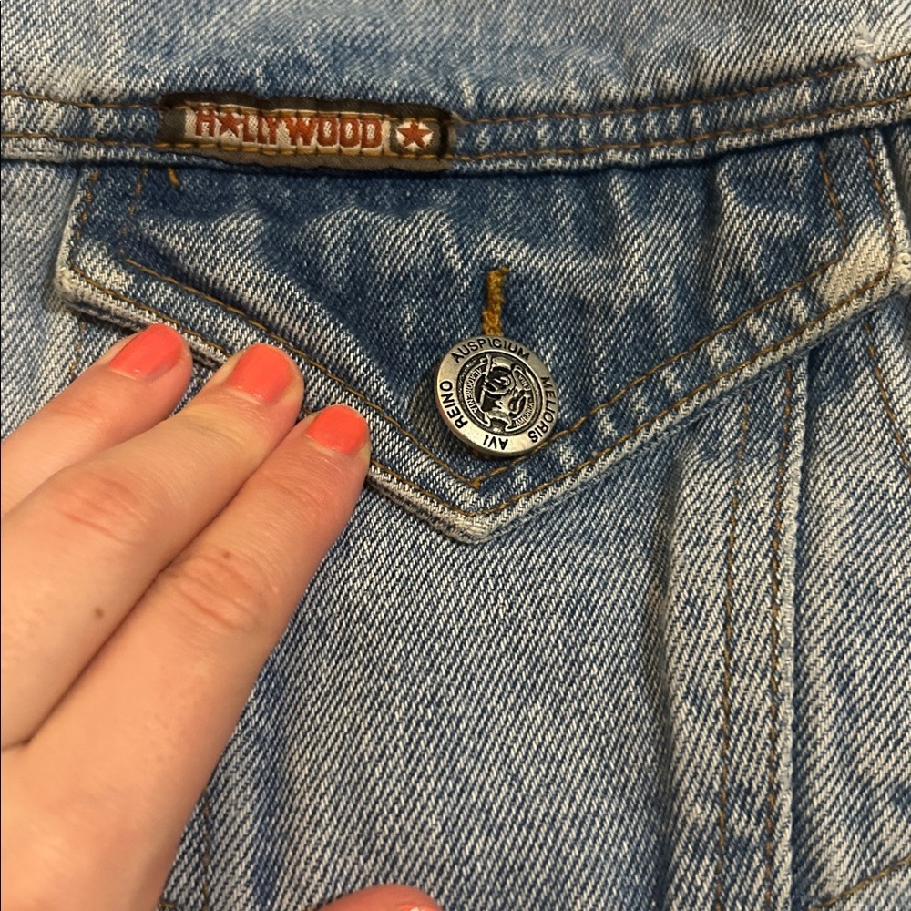 90’s Hollywood Jeans Vintage Denim Jean Jacket - Picture 2 of 6